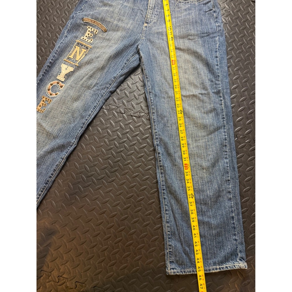 Enyce Y2K Baggy Studded Spellout Jeans Mens 36 Blue Denim Hip Hop Streetwear - Picture 6 of 12